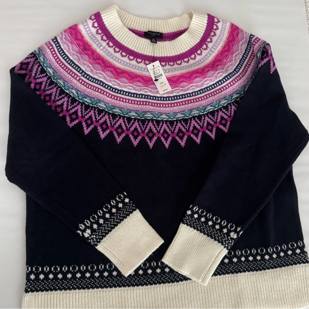 NWT! Talbots Patterned Sweater Petite Medium NWT - image 1